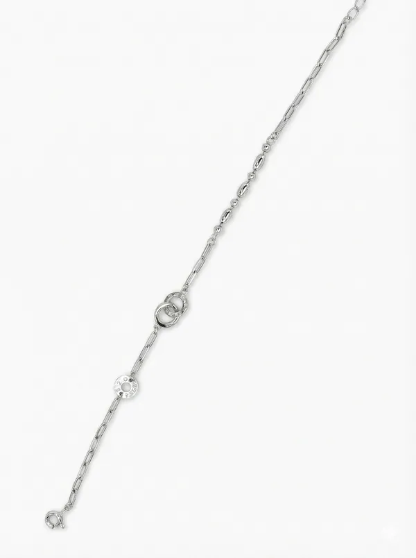Silver_Tone_Interlocking_Ring_Chain_Adjustable_Bracelet_For_Women_925_Sterling_Silver